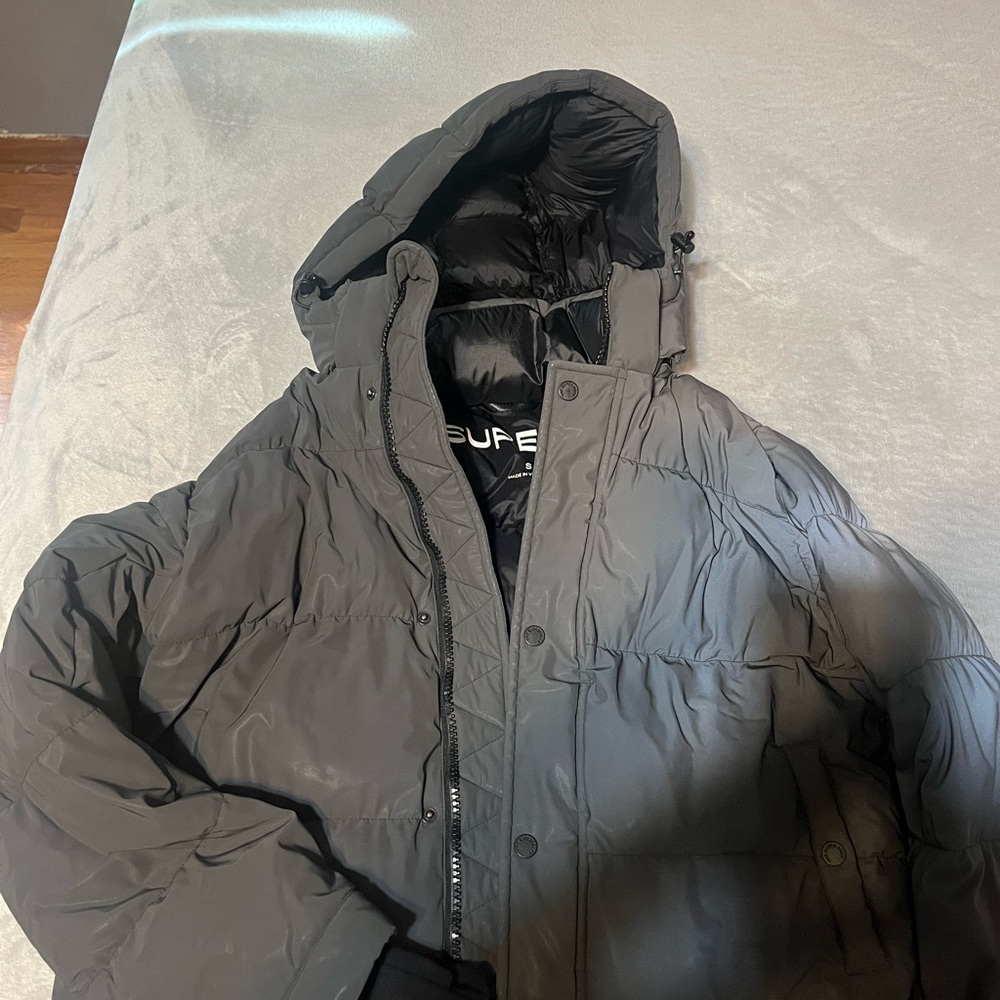 Aritzia charcoal superpuff reflective